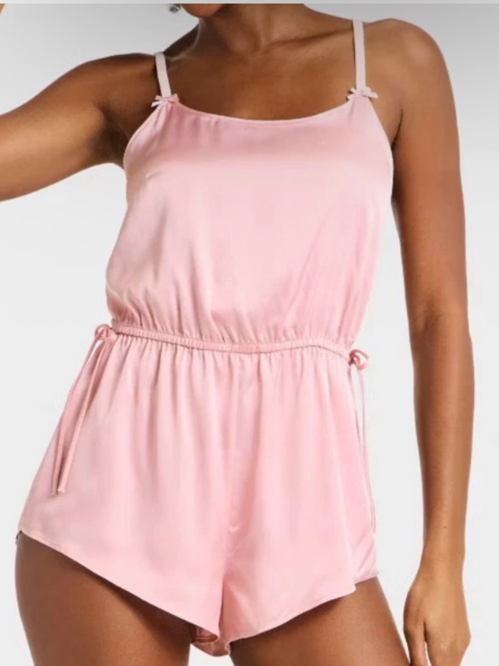 Auden Women’s Pink Luxe Satin Romper Sleepwear